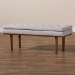 Baxton Studio Arne Mid-Century Modern Greyish Beige Fabric Upholstered Walnut Finished Bench - BSOBBT5369-Greyish Beige/Walnut-Bench