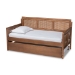 Baxton Studio Toveli Vintage French Inspired Ash Wanut Finished Wood and Synthetic Rattan Daybed with Trundle