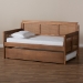 Baxton Studio Toveli Vintage French Inspired Ash Wanut Finished Wood and Synthetic Rattan Daybed with Trundle - BSOMG0015-Ash Walnut Rattan-Daybed-T/T