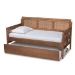 Baxton Studio Toveli Vintage French Inspired Ash Wanut Finished Wood and Synthetic Rattan Daybed with Trundle - BSOMG0015-Ash Walnut Rattan-Daybed-T/T