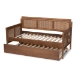 Baxton Studio Toveli Vintage French Inspired Ash Wanut Finished Wood and Synthetic Rattan Daybed with Trundle - BSOMG0015-Ash Walnut Rattan-Daybed-T/T