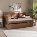 Baxton Studio Toveli Vintage French Inspired Ash Wanut Finished Wood and Synthetic Rattan Daybed with Trundle - BSOMG0015-Ash Walnut Rattan-Daybed-T/T