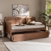 Baxton Studio Toveli Vintage French Inspired Ash Wanut Finished Wood and Synthetic Rattan Daybed with Trundle - BSOMG0015-Ash Walnut Rattan-Daybed-T/T
