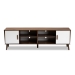 Baxton Studio Quinn Mid-Century Modern Two-Tone White and Walnut Finished 2-Door Wood TV Stand - BSOTV8003-Columbia Walnut/White-TV