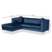 Baxton Studio Giselle Glam and Luxe Navy Blue Velvet Fabric Upholstered Mirrored Gold Finished Left Facing Sectional Sofa with Chaise - BSOTSF-6636-Navy Blue/Gold-LFC