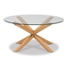 Baxton Studio Lida Modern and Contemporary Glass and Wood Finished Coffee Table - BSOPanama-Clear/Natural-CT