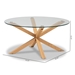 Baxton Studio Lida Modern and Contemporary Glass and Wood Finished Coffee Table - BSOPanama-Clear/Natural-CT