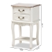 Baxton Studio Amalie Antique French Country Cottage Two-Tone White and Oak Finished 2-Drawer Wood End Table - BSOJY17B088-White-ET