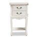 Baxton Studio Amalie Antique French Country Cottage Two-Tone White and Oak Finished 2-Drawer Wood End Table - BSOJY17B088-White-ET
