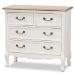 Baxton Studio Amalie Antique French Country Cottage Two-Tone White and Oak Finished 4-Drawer Storage Cabinet