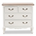 Baxton Studio Amalie Antique French Country Cottage Two-Tone White and Oak Finished 4-Drawer Accent Storage Cabinet - BSOJY17B093-White-4DW-Cabinet