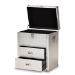 Baxton Studio Serge French Industrial Silver Metal 2-Drawer Accent Storage Cabinet - BSOJY17B165-Silver-Cabinet