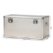 Baxton Studio Serge French Industrial Silver Metal Storage Trunk - BSOJY17B172M-Silver-1PC Ottoman