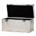 Baxton Studio Serge French Industrial Silver Metal Storage Trunk - BSOJY17B172M-Silver-1PC Ottoman