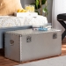 Baxton Studio Serge French Industrial Silver Metal Storage Trunk - BSOJY17B172M-Silver-1PC Ottoman