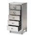 Baxton Studio Carel French Industrial Silver Metal 5-Drawer Accent Storage Cabinet - BSOLD18B054-Silver-5DW-Cabinet