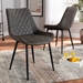 Baxton Studio Loire Modern and Contemporary Grey and Brown Faux Leather Upholstered Black Finished 2-Piece Dining Chair Set - BSOT-18213-Greyish Brown/Black-DC