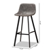 Baxton Studio Tani Rustic Industrial Grey and Brown Faux Leather Upholstered Black Finished 2-Piece Metal Bar Stool Set - BSOT-18209-Greyish Brown/Black-BS