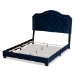 Baxton Studio Samantha Modern and Contemporary Navy Blue Velvet Fabric Upholstered Queen Size Button Tufted Bed - BSOSamantha-Navy Blue-Queen