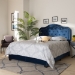 Baxton Studio Samantha Modern and Contemporary Navy Blue Velvet Fabric Upholstered Queen Size Button Tufted Bed - BSOSamantha-Navy Blue-Queen