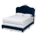 Baxton Studio Samantha Modern and Contemporary Navy Blue Velvet Fabric Upholstered Queen Size Button Tufted Bed - BSOSamantha-Navy Blue-Queen