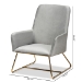 Baxton Studio Sennet Glam and Luxe Grey Velvet Fabric Upholstered Gold Finished Armchair - BSOSF1802-Grey Velvet/Gold-CC
