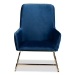 Baxton Studio Sennet Glam and Luxe Navy Blue Velvet Fabric Upholstered Gold Finished Armchair - BSOSF1802-Navy Blue Velvet/Gold-CC
