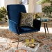 Baxton Studio Sennet Glam and Luxe Navy Blue Velvet Fabric Upholstered Gold Finished Armchair - BSOSF1802-Navy Blue Velvet/Gold-CC