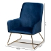 Baxton Studio Sennet Glam and Luxe Navy Blue Velvet Fabric Upholstered Gold Finished Armchair - BSOSF1802-Navy Blue Velvet/Gold-CC