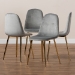 Baxton Studio Elyse Glam and Luxe Grey Velvet Fabric Upholstered Gold Finished 4-Piece Metal Dining Chair Set - BSODC150-Grey Velvet/Gold-DC