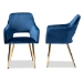 Baxton Studio Germaine Glam and Luxe Navy Blue Velvet Fabric Upholstered Gold Finished 2-Piece Metal Dining Chair Set - BSODC144-Navy Blue Velvet/Gold-DC