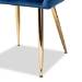 Baxton Studio Germaine Glam and Luxe Navy Blue Velvet Fabric Upholstered Gold Finished 2-Piece Metal Dining Chair Set - BSODC144-Navy Blue Velvet/Gold-DC