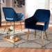 Baxton Studio Germaine Glam and Luxe Navy Blue Velvet Fabric Upholstered Gold Finished 2-Piece Metal Dining Chair Set - BSODC144-Navy Blue Velvet/Gold-DC