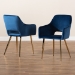 Baxton Studio Germaine Glam and Luxe Navy Blue Velvet Fabric Upholstered Gold Finished 2-Piece Metal Dining Chair Set - BSODC144-Navy Blue Velvet/Gold-DC