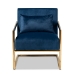 Baxton Studio Mira Glam and Luxe Navy Blue Velvet Fabric Upholstered Gold Finished Metal Lounge Chair - BSOTSF-60458-Navy Velvet/Gold-CC