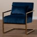 Baxton Studio Mira Glam and Luxe Navy Blue Velvet Fabric Upholstered Gold Finished Metal Lounge Chair - BSOTSF-60458-Navy Velvet/Gold-CC