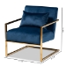Baxton Studio Mira Glam and Luxe Navy Blue Velvet Fabric Upholstered Gold Finished Metal Lounge Chair - BSOTSF-60458-Navy Velvet/Gold-CC