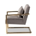 Baxton Studio Mira Glam and Luxe Grey Velvet Fabric Upholstered Gold Finished Metal Lounge Chair - BSOTSF-60458-Grey Velvet/Gold-CC