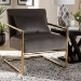 Baxton Studio Mira Glam and Luxe Grey Velvet Fabric Upholstered Gold Finished Metal Lounge Chair - BSOTSF-60458-Grey Velvet/Gold-CC