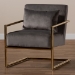 Baxton Studio Mira Glam and Luxe Grey Velvet Fabric Upholstered Gold Finished Metal Lounge Chair - BSOTSF-60458-Grey Velvet/Gold-CC