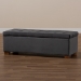 Baxton Studio Roanoke Modern and Contemporary Grey Velvet Fabric Upholstered Grid-Tufted Storage Ottoman Bench - BSOBBT3101-Grey Velvet/Walnut-Otto