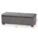 Baxton Studio Roanoke Modern and Contemporary Grey Velvet Fabric Upholstered Grid-Tufted Storage Ottoman Bench - BSOBBT3101-Grey Velvet/Walnut-Otto