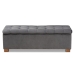 Baxton Studio Roanoke Modern and Contemporary Grey Velvet Fabric Upholstered Grid-Tufted Storage Ottoman Bench - BSOBBT3101-Grey Velvet/Walnut-Otto
