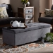 Baxton Studio Roanoke Modern and Contemporary Grey Velvet Fabric Upholstered Grid-Tufted Storage Ottoman Bench - BSOBBT3101-Grey Velvet/Walnut-Otto