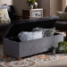 Baxton Studio Roanoke Modern and Contemporary Grey Velvet Fabric Upholstered Grid-Tufted Storage Ottoman Bench - BSOBBT3101-Grey Velvet/Walnut-Otto
