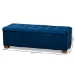 Baxton Studio Roanoke Modern and Contemporary Navy Blue Velvet Fabric Upholstered Grid-Tufted Storage Ottoman Bench - BSOBBT3101-Navy Velvet/Walnut-Otto