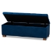 Baxton Studio Roanoke Modern and Contemporary Navy Blue Velvet Fabric Upholstered Grid-Tufted Storage Ottoman Bench - BSOBBT3101-Navy Velvet/Walnut-Otto