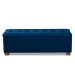 Baxton Studio Roanoke Modern and Contemporary Navy Blue Velvet Fabric Upholstered Grid-Tufted Storage Ottoman Bench - BSOBBT3101-Navy Velvet/Walnut-Otto