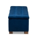 Baxton Studio Roanoke Modern and Contemporary Navy Blue Velvet Fabric Upholstered Grid-Tufted Storage Ottoman Bench - BSOBBT3101-Navy Velvet/Walnut-Otto