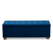 Baxton Studio Roanoke Modern and Contemporary Navy Blue Velvet Fabric Upholstered Grid-Tufted Storage Ottoman Bench - BSOBBT3101-Navy Velvet/Walnut-Otto